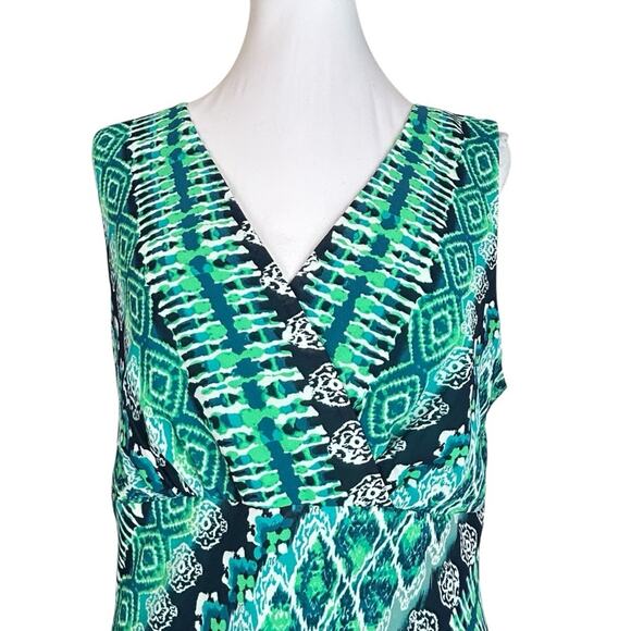 Rabbit Rabbit Rabbit Dress Womens SZ 12 Navy Blue Green Flowy Midi Boho 70's - Picture 5 of 13